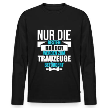 Trauzeuge Hochzeit Heirat JGA Party Bester Bro Bru - Männer Premium Bio Langarmshirt - Schwarz - Vorne - Nico (187cm)
