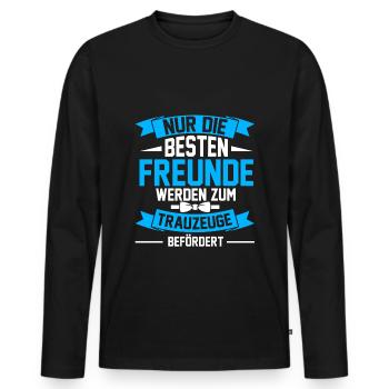 Trauzeuge Hochzeit Heirat JGA Party Bester Bro Bru - Männer Premium Bio Langarmshirt - Schwarz - Vorne - Nico (187cm)