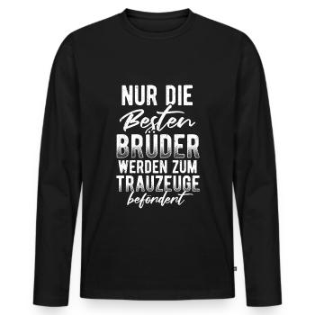 Trauzeuge Hochzeit Heirat JGA Party Bester Bro Bru - Männer Premium Bio Langarmshirt - Schwarz - Vorne - Nico (187cm)