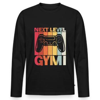 NEXT LEVEL GYMI - Grundschule geschafft neue Schul - Männer Premium Bio Langarmshirt - Schwarz - Vorne - Nico (187cm)