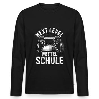 Neue Schule Bye Bye Grundschule next Level Gamecon - Männer Premium Bio Langarmshirt - Schwarz - Vorne - Nico (187cm)