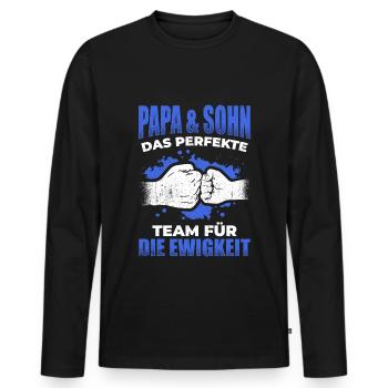 Papa & Sohn Das Perfekte Team Für Die Ewigkeit Spr - Männer Premium Bio Langarmshirt - Schwarz - Vorne - Nico (187cm)