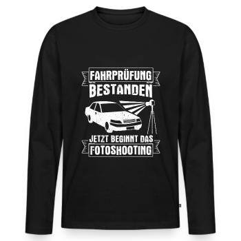 Fahrprüfung Bestanden Führerschein Fahrschüler Aut - Männer Premium Bio Langarmshirt - Schwarz - Vorne - Nico (187cm)
