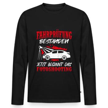 Fahrprüfung Bestanden Führerschein Fahrschüler Aut - Männer Premium Bio Langarmshirt - Schwarz - Vorne - Nico (187cm)