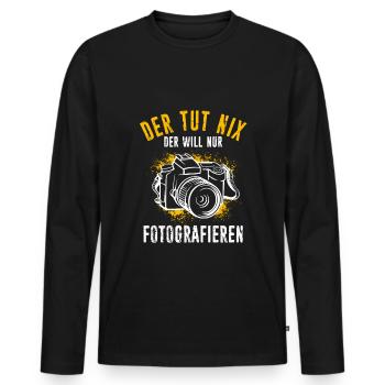 Kamera Fotokamera Spruch Fotografieren Fotograf Ka - Männer Premium Bio Langarmshirt - Schwarz - Vorne - Nico (187cm)