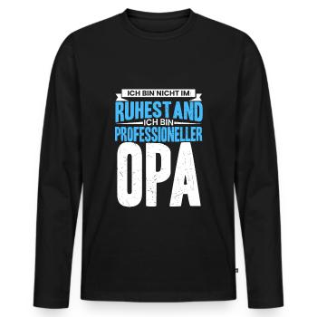 Ich bin nicht im Ruhestand ich bin professioneller - Männer Premium Bio Langarmshirt - Schwarz - Vorne - Nico (187cm)