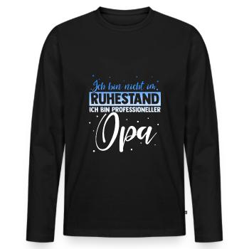 Ich bin nicht im Ruhestand ich bin professioneller - Männer Premium Bio Langarmshirt - Schwarz - Vorne - Nico (187cm)