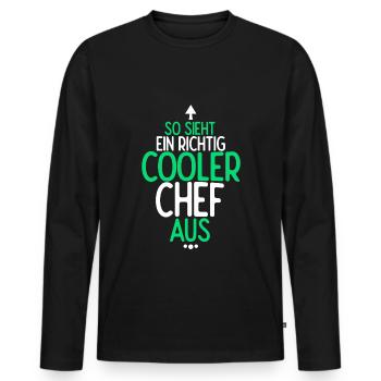 So Sieht Ein Richtig Cooler Chef aus Vorgesetzter - Männer Premium Bio Langarmshirt - Schwarz - Vorne - Nico (187cm)