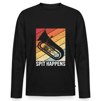 Spit Happens! Trompete Orchester Musik Geschenk Tr - Männer Premium Bio Langarmshirt - Schwarz - Vorne - Nico (187cm)