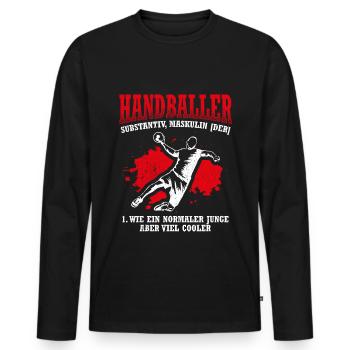 Handballspieler Handballer Coach Geschenk Handball - Männer Premium Bio Langarmshirt - Schwarz - Vorne - Nico (187cm)