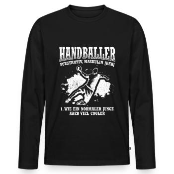Handballspieler Handballer Coach Geschenk Handball - Männer Premium Bio Langarmshirt - Schwarz - Vorne - Nico (187cm)
