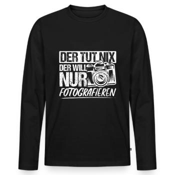 Kamera Fotokamera Kamera Spruch Geschenk Fotografi - Männer Premium Bio Langarmshirt - Schwarz - Vorne - Nico (187cm)