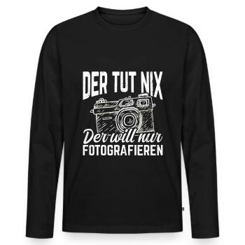 Kamera Fotokamera Kamera Spruch Geschenk Fotografi - Männer Premium Bio Langarmshirt - Schwarz - Vorne - Nico (187cm)
