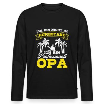 Ich bin nicht im Ruhestand ich bin professioneller - Männer Premium Bio Langarmshirt - Schwarz - Vorne - Nico (187cm)