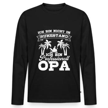 Ich bin nicht im Ruhestand ich bin professioneller - Männer Premium Bio Langarmshirt - Schwarz - Vorne - Nico (187cm)