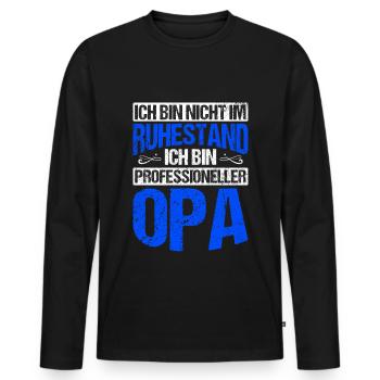 Ich bin nicht im Ruhestand ich bin professioneller - Männer Premium Bio Langarmshirt - Schwarz - Vorne - Nico (187cm)