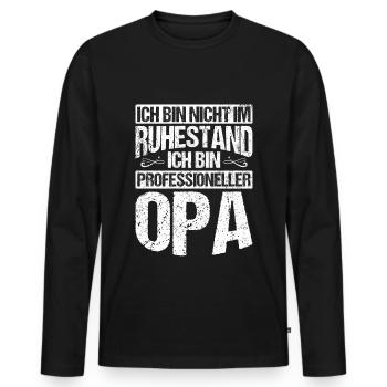 Ich bin nicht im Ruhestand ich bin professioneller - Männer Premium Bio Langarmshirt - Schwarz - Vorne - Nico (187cm)