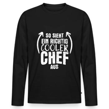 So Sieht Ein Richtig Cooler Chef aus Beste Führung - Männer Premium Bio Langarmshirt - Schwarz - Vorne - Nico (187cm)