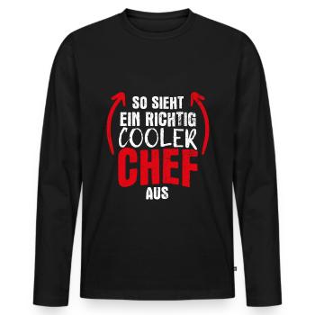 So Sieht Ein Richtig Cooler Chef aus Vorgesetzter - Männer Premium Bio Langarmshirt - Schwarz - Vorne - Nico (187cm)