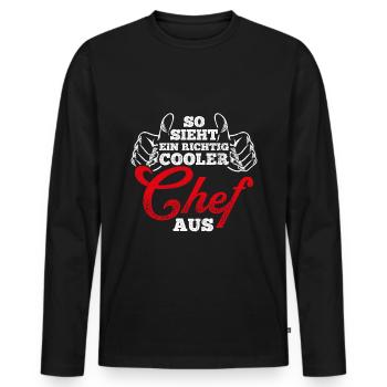 So Sieht Ein Richtig Cooler Chef aus Vorgesetzter - Männer Premium Bio Langarmshirt - Schwarz - Vorne - Nico (187cm)