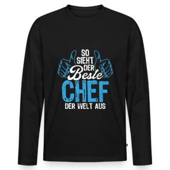 So Sieht Der Beste Chef Der Welt Aus Hübsche Führu - Männer Premium Bio Langarmshirt - Schwarz - Vorne - Nico (187cm)