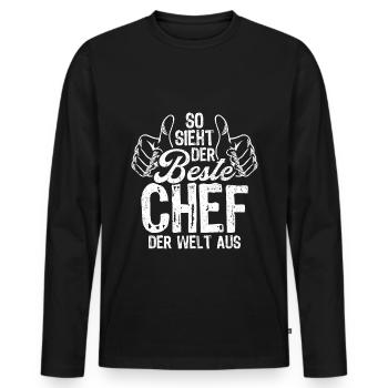 So Sieht Der Beste Chef Der Welt Aus Hübscher Boss - Männer Premium Bio Langarmshirt - Schwarz - Vorne - Nico (187cm)