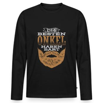 Die Besten Onkel Haben Bart Bartträger Vollbart On - Männer Premium Bio Langarmshirt - Schwarz - Vorne - Nico (187cm)