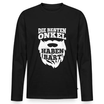 Bester Onkel Bart Bart Patenonkel Geschenk Vaterta - Männer Premium Bio Langarmshirt - Schwarz - Vorne - Nico (187cm)