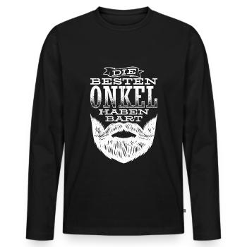 Die Besten Onkel Haben Bart Bartträger Vollbart On - Männer Premium Bio Langarmshirt - Schwarz - Vorne - Nico (187cm)