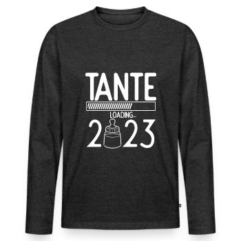 Tante Loading 2023 Babyankündigung Geburt Babygesc - Männer Premium Bio Langarmshirt - Anthrazit meliert - Vorne - Nico (187cm)