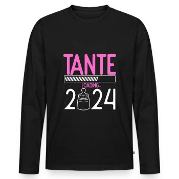 Tante Loading 2024 Babyankündigung Geburt Babygesc - Männer Premium Bio Langarmshirt - Schwarz - Vorne - Nico (187cm)