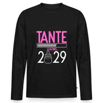 Tante Loading 2029 Babyankündigung Geburt Schwange - Männer Premium Bio Langarmshirt - Schwarz - Vorne - Nico (187cm)