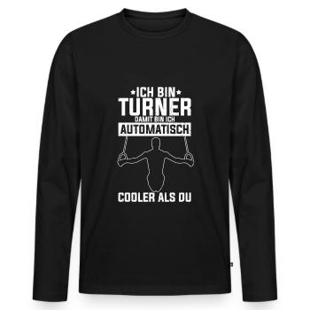 Turnen Gymnsatik Turntrainer Sportverein Sport Tur - Männer Premium Bio Langarmshirt - Schwarz - Vorne - Nico (187cm)
