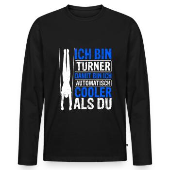Turnen Gymnsatik Turntrainer Sportverein Geschenk - Männer Premium Bio Langarmshirt - Schwarz - Vorne - Nico (187cm)