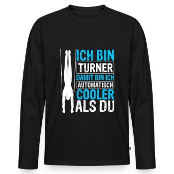 Turnen Gymnsatik Turntrainer Sportverein Sport Tur - Männer Premium Bio Langarmshirt - Schwarz - Vorne - Nico (187cm)