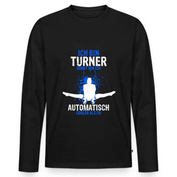 Turnen Gymnsatik Turntrainer Sportverein Geschenk - Männer Premium Bio Langarmshirt - Schwarz - Vorne - Nico (187cm)