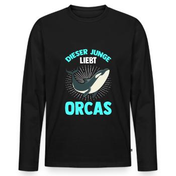 Dieser Junge Liebt Orcas Orcas Wal Orca Schützen M - Männer Premium Bio Langarmshirt - Schwarz - Vorne - Nico (187cm)