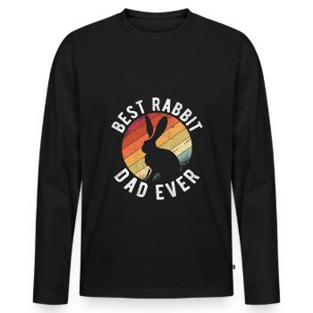 Best Rabbit Dad Ever Dad Rabbit Vintage Bunny B - Men's Premium Organic Long Sleeve Shirt - black - Front - Nico (187cm)