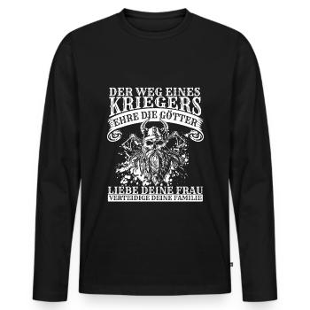 Wikinger Vikings Krieger Spruch Götter Frau Mutter - Männer Premium Bio Langarmshirt - Schwarz - Vorne - Nico (187cm)