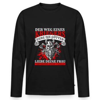 Wikinger Vikings Krieger Spruch Götter Frau Ehefra - Männer Premium Bio Langarmshirt - Schwarz - Vorne - Nico (187cm)