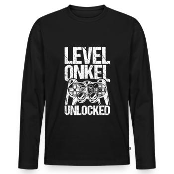 Level Onkel Freigeschaltet Geburt Party Gaming Gam - Männer Premium Bio Langarmshirt - Schwarz - Vorne - Nico (187cm)