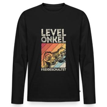 Level Onkel Freigeschaltet Geburt Party Gaming Gam - Männer Premium Bio Langarmshirt - Schwarz - Vorne - Nico (187cm)