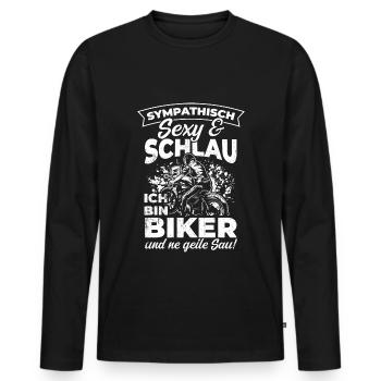 Motorradfahrer Motorrad Natur Biker Mofa Mopded Fa - Männer Premium Bio Langarmshirt - Schwarz - Vorne - Nico (187cm)