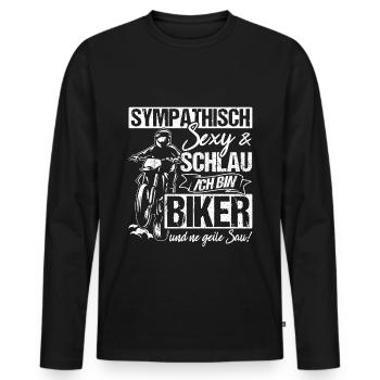 Motorradfahrer Motorrad Natur Biker Mofa Mopded Fa - Männer Premium Bio Langarmshirt - Schwarz - Vorne - Nico (187cm)