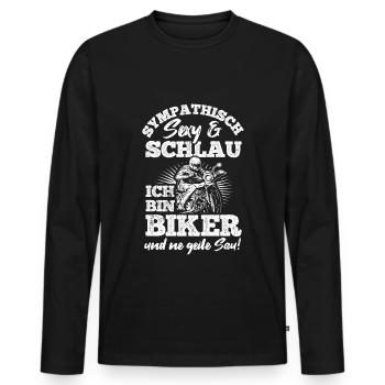 Motorradfahrer Natur Biker Mofa Mopded Motorrad - Männer Premium Bio Langarmshirt - Schwarz - Vorne - Nico (187cm)
