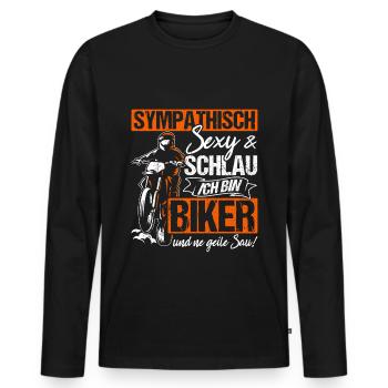 Motorradfahrer Natur Biker Mofa Motorrad Liebhaber - Männer Premium Bio Langarmshirt - Schwarz - Vorne - Nico (187cm)