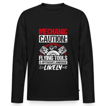 Mécanicien Attention Outils volants Tuner de voiture - T-shirt manches longues Premium bio Homme - noir - Devant - Nico (187cm)