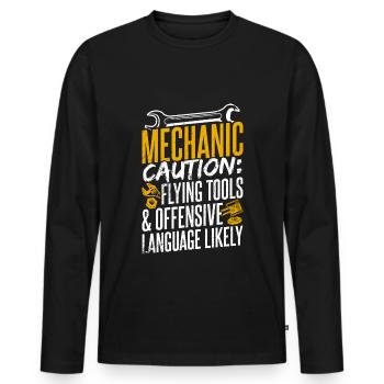 Mécanicien Attention Outils volants Tuner de voiture - T-shirt manches longues Premium bio Homme - noir - Devant - Nico (187cm)