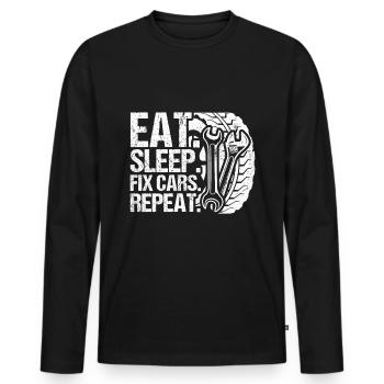 Eat Sleep Fix Cars Repeat Mechanic Tuning Tools Ca - T-shirt manches longues Premium bio Homme - noir - Devant - Nico (187cm)