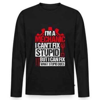 Je suis mécanicien, je ne peux pas faire de réglages stupides - T-shirt manches longues Premium bio Homme - noir - Devant - Nico (187cm)